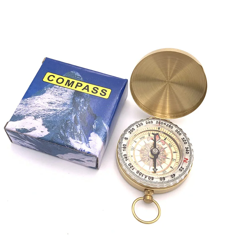  Outdoor hiking pendant pocket watch pure copper compassCamping mountaineering waterproof luminous