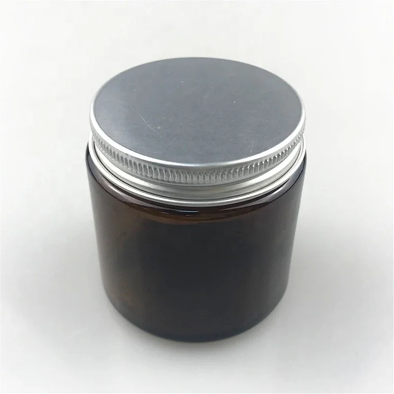 
wholesale 100 ml wide mouth 4 oz amber glass candle apothecary jars with metal lid 