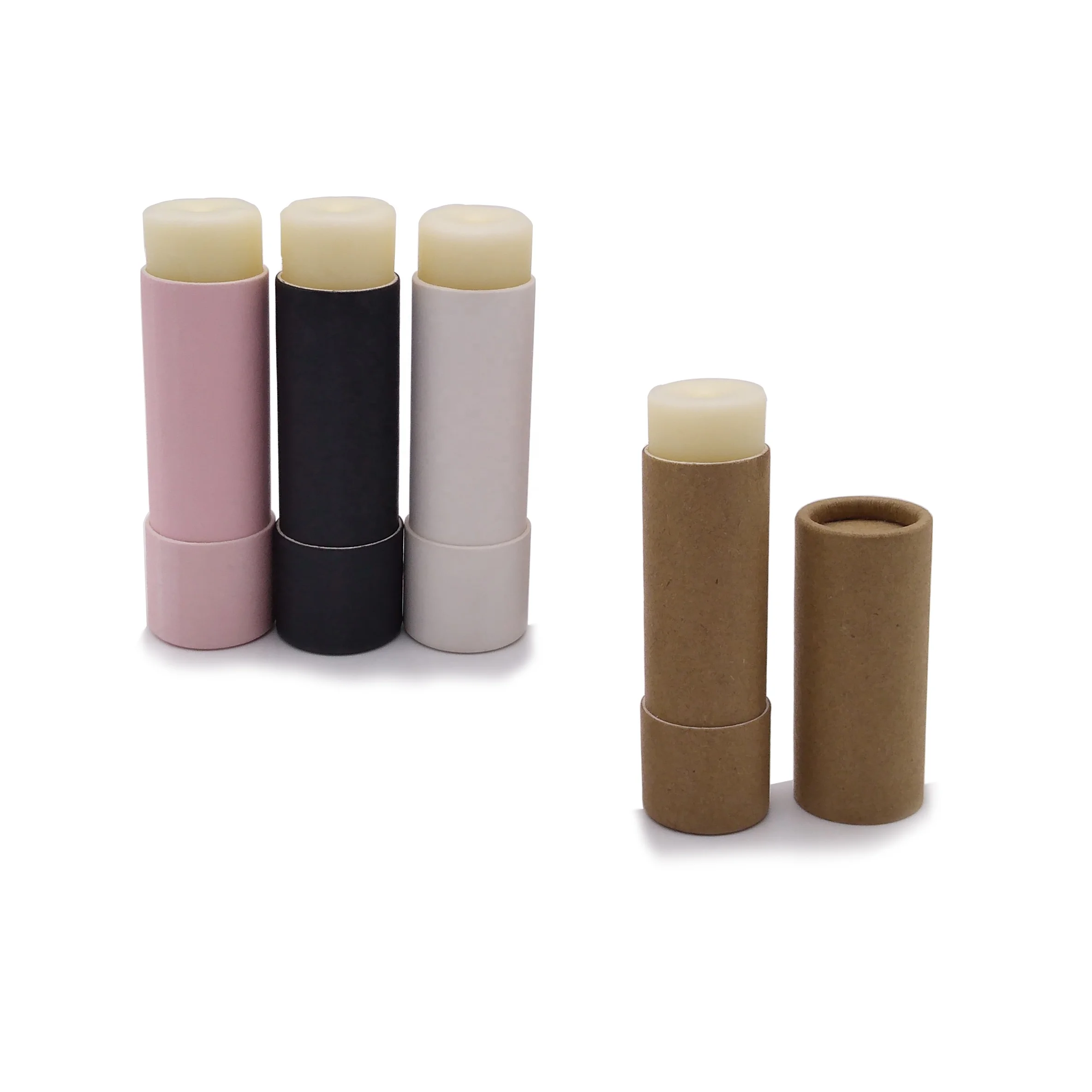 
100% Plastic Free Eco Friendly Cardboard Containers Push Up Kraft Paper Tubes For Cosmetic Lip Balm Deodorant Stick 