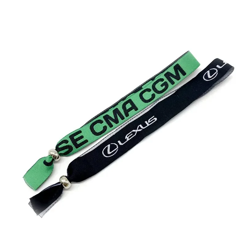 Disposable Plastic Clip Slide Locking Event Party Festival Printing Logo Hot Sell Satin Ribbon Fabric Wristband