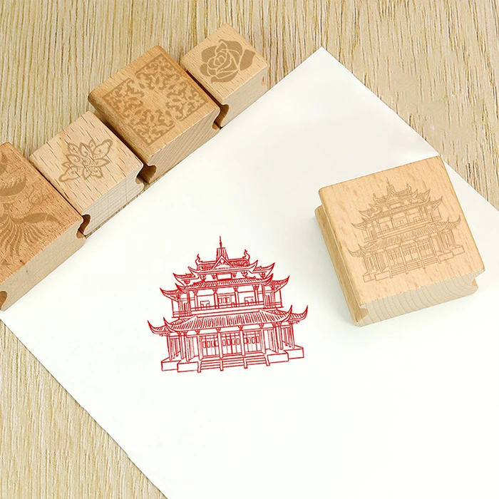 Custom Engraved Embossing Handle Wooden Blanks Block Wood Rubber Stamp Mounts