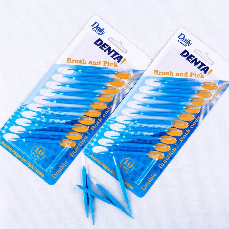 Dental tooth picks double use high quality cheap interdental brush  soft tooth picks and dental brush for tooth clean oral.