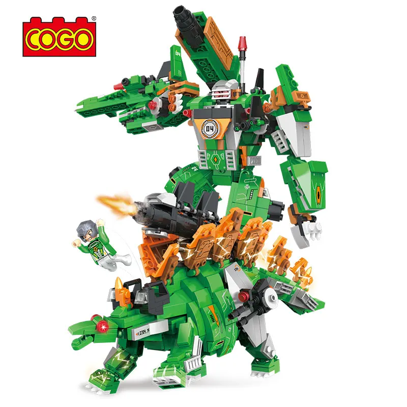 COGO High Quality Kids DIY Build Blocks Dinosaur Mecha Series Assemble Game Abs Plastic Building Block Toys