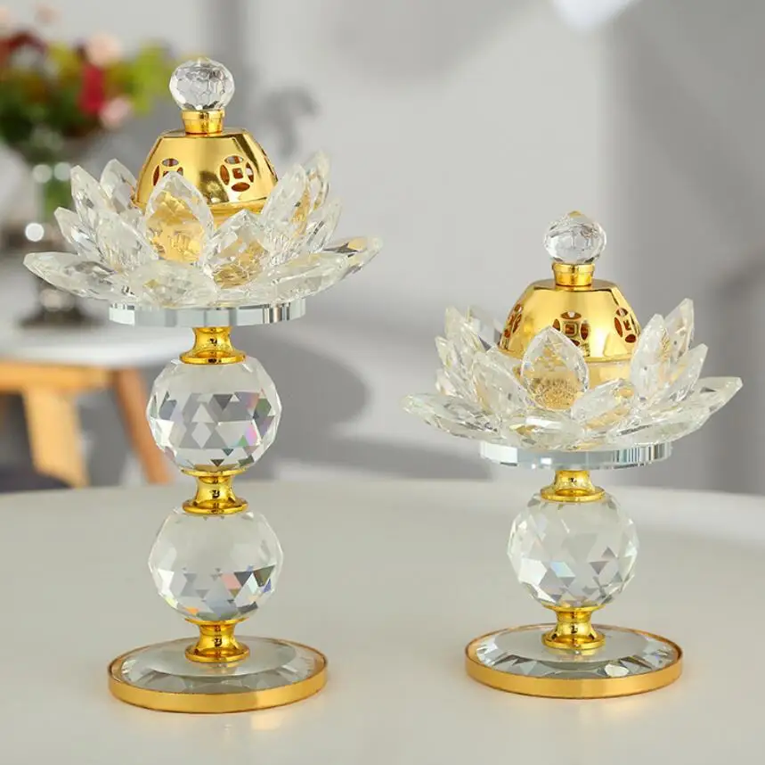 Wholesale luxurious Romantic table decorative votive glass gold crystal aroma burner