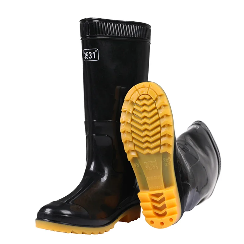 high quality black color garden PVC plastic bootswater proof hunting garden rain boots fishing shoes for daily wearing