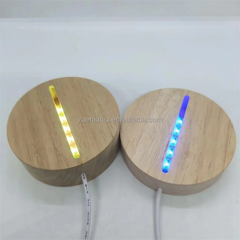5v usb rectangle round 3d lamp led oval wooden wood led night light base
