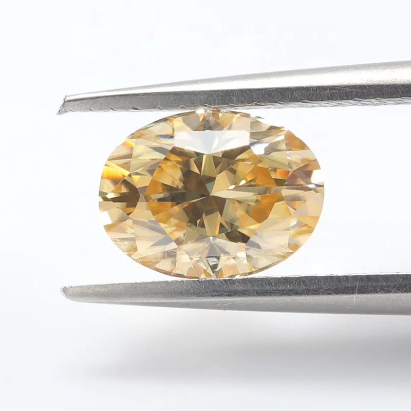 Professional Supplier Champagne Oval Loose Moissanite 0.5ct 1ct 3ct 5ct GRA Sunshine light Moissanite Stone Price Per Carat