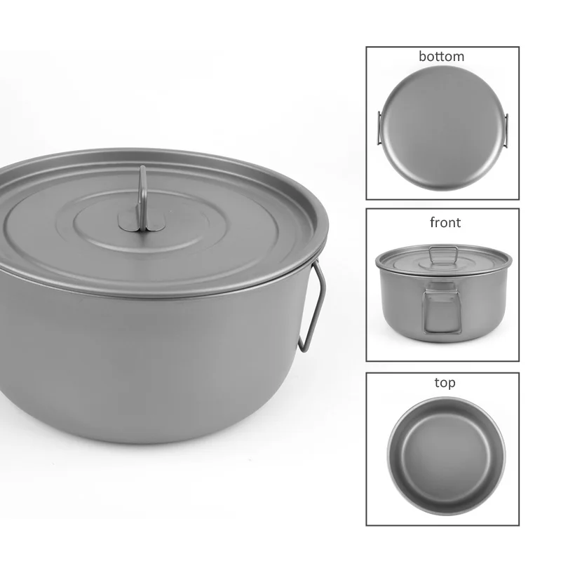 Ti01 portable light weight titanium cooking pot sandblasting camping titanium tableware