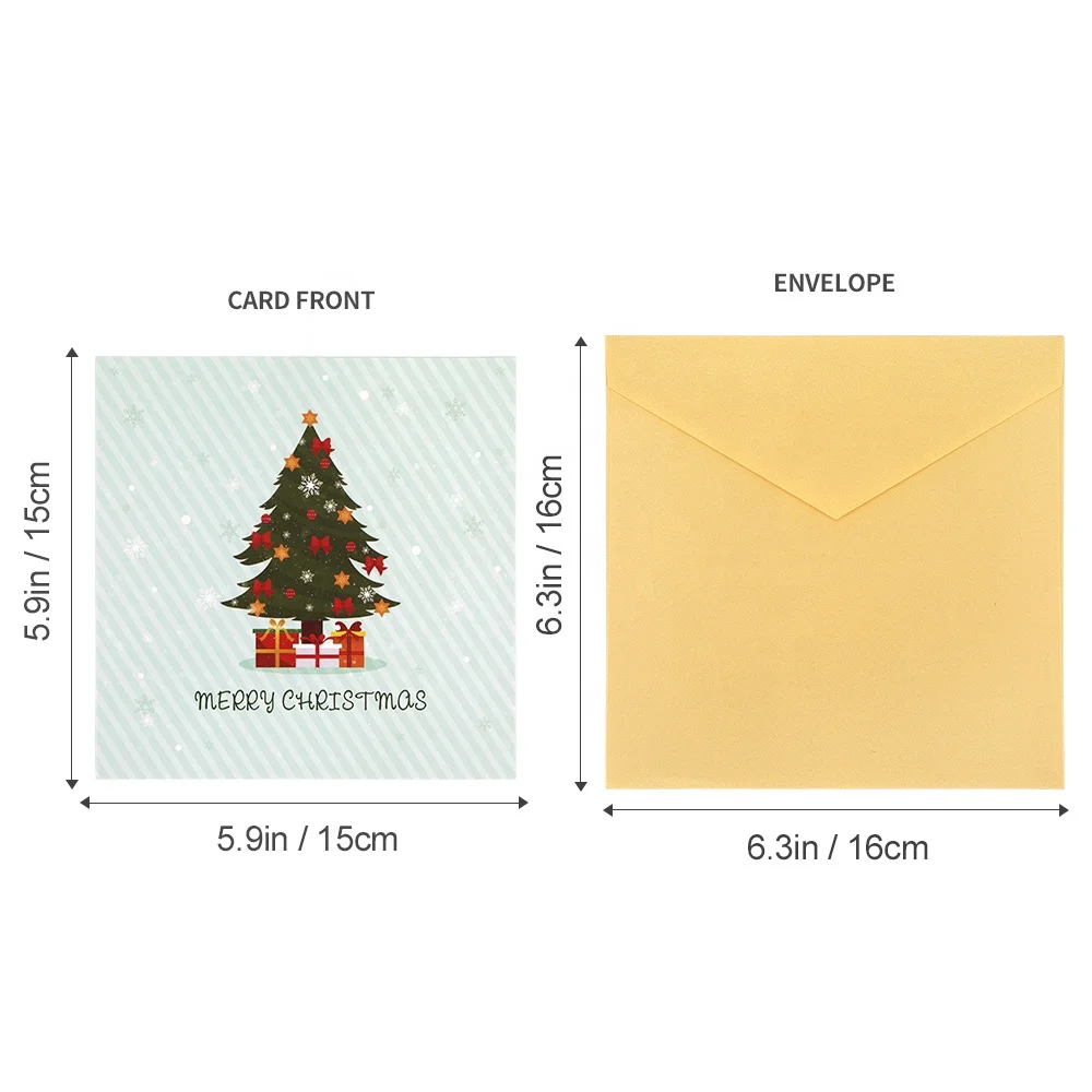 Wholesale Laser Cut Paper Christmas Tree 3D Pop-up Pop Up Cards with Envelopes