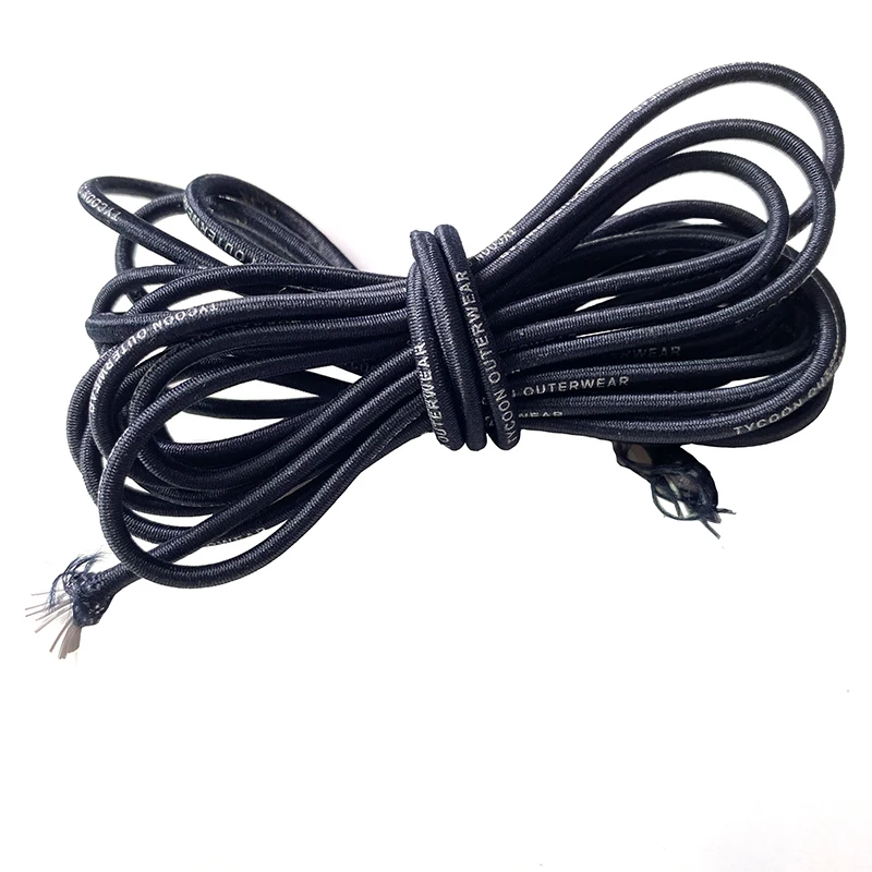 Stock5mm Diameter Customized Black Polyester Rubber Woven Round Elastic Cord Strong Strength for Hoodie Shorts