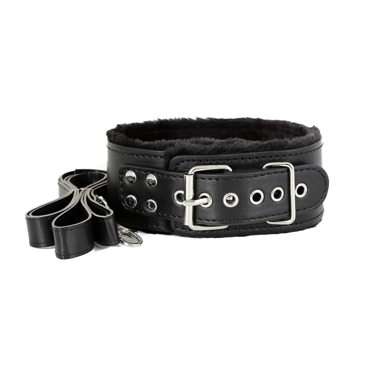 Adults BDSM Sex Bondage Set Leather Bondage Kits 7PCS/set Plush BDSM Kits Nipples Clip Floggers Mask and Handcuffs 10M Rope