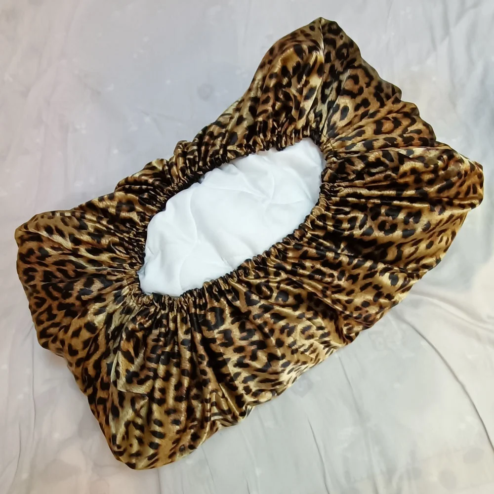 Wholesales Reversible Satin Pillowcase for Hair and Skin Elastic Band Closure Cheetah Silk Pillow Covers