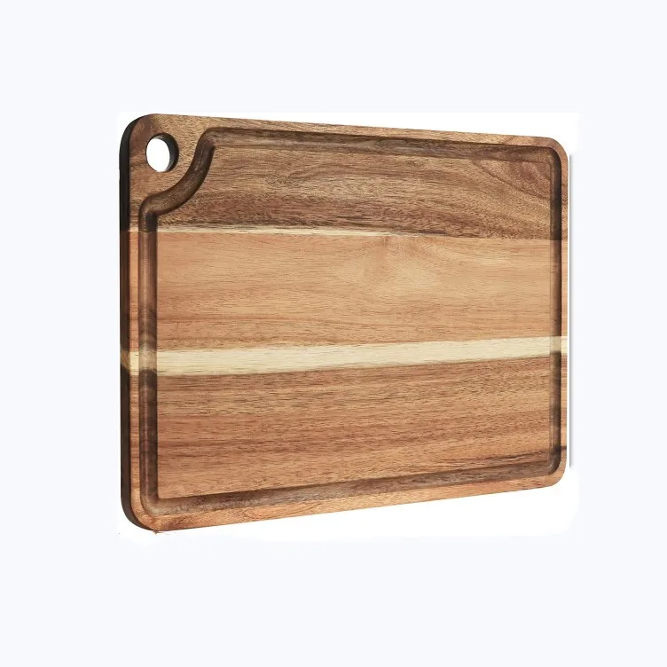 Wood Cutting Board for Kitchen with Juice Groove Handle Non-slip Mats Hanging Hole for Meat Vegetables Cheese Chopping Board