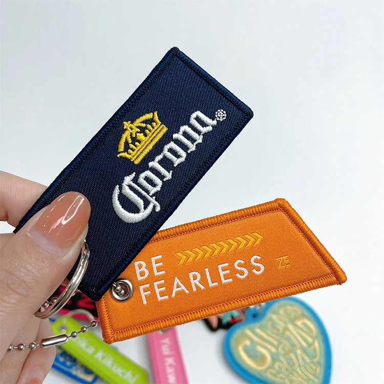 Custom high quality embroidered patch keychains