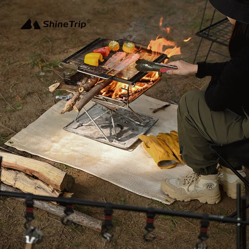 Shinetrip Outdoor Picnic Bbq Fireproof Cloth High Temperature Resistant Glass Fiber Flame Retardant Cloth Fire Resistant Mat