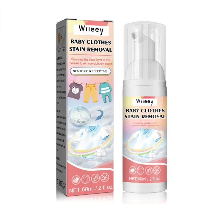 Wiieey 60ML New Wholesale Baby Clothes Stain Removal Mousse Removing Stubborn Stains Of Cloth Cleaning Liquid Spray