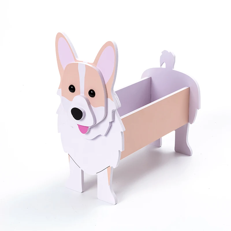 Factory Wholesale Custom Size Corgi Shape Plant Container Holder Cute Dog Planter Plant Pot for Garden Decoration