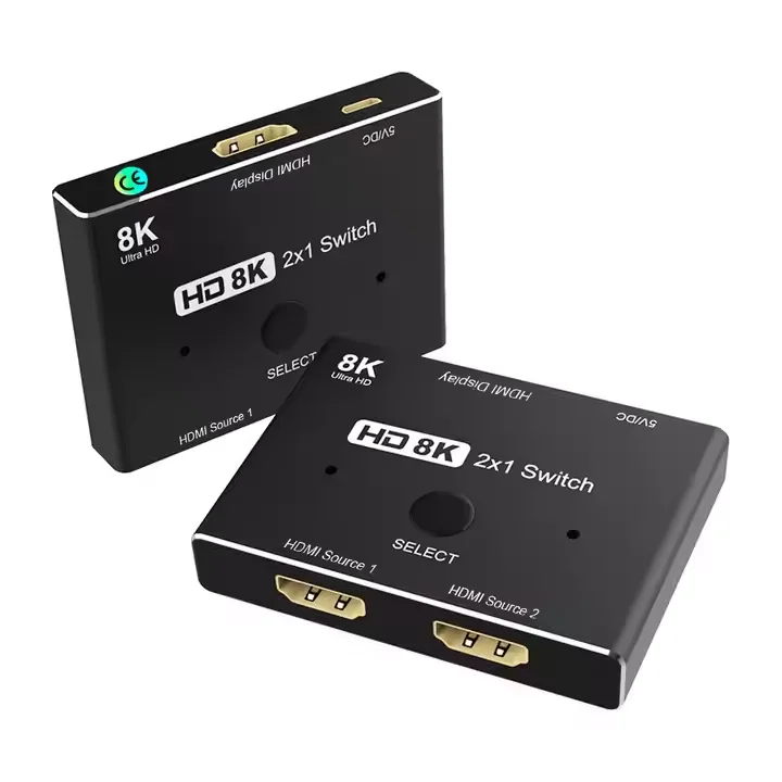8K 2x1 HDMI Switch with Audio Extractor 2 Input 1 Output Switcher 8k 4k 1080p 3d 48gbps Manual Hdmi Switcher