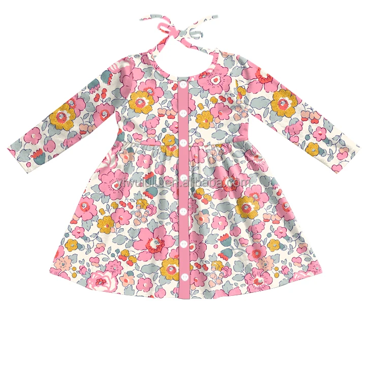 Children Girls Dress Fall Winter New Design Girls Floral Dress