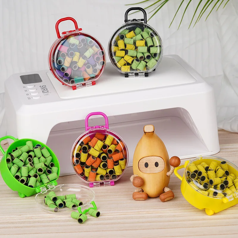 Customized Private Label Colorful Nail Drill Sanding Bands 80Pcs 180 240 Grit Small Barrel Nail Drill Bit Sanding Band Nail Tool