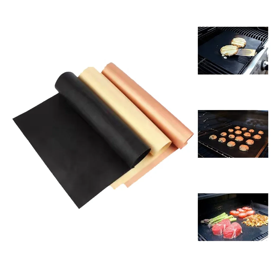 Outdoor Cooking Grill Accessories Reusable Barbecue Pad Non Stick Silicone Bbq Grill Mesh Mat