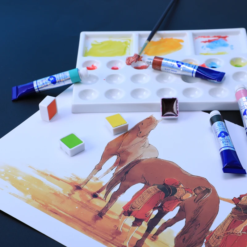 Paul Rubens Solid Watercolor Gouache Paint 1Pc Travel Mini for Beginner and Artist Professional Drawing Art Supplies ABCDE Color