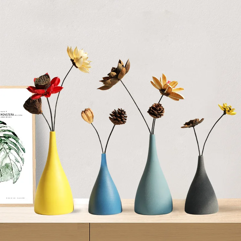 Modern minimalist decorations home furnishings creative ceramic small flower vase artificial flowers in vase