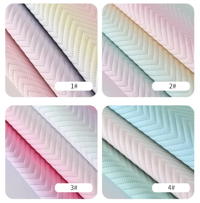 RTS Ingradual Rainbow Wave Embossed Soft Vinyl Faux Leather For Makeup Bag