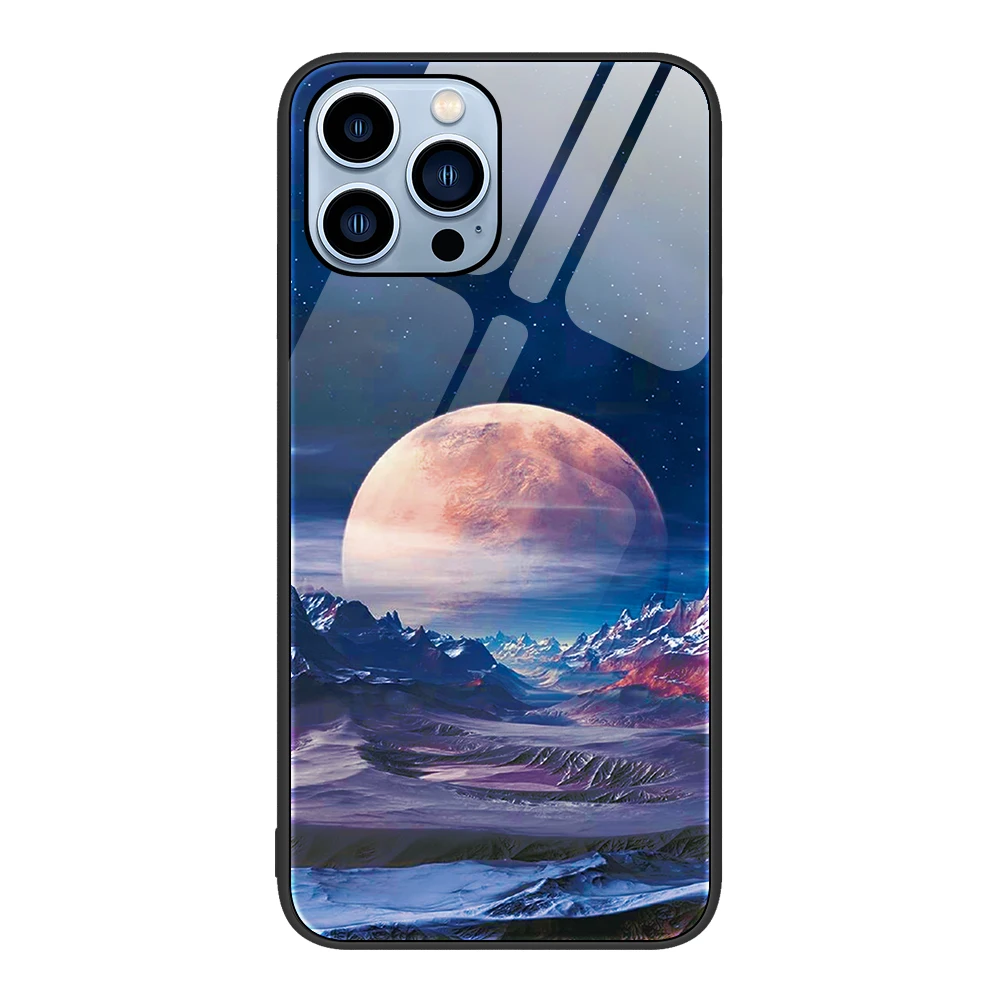 New fashion style painted tempered glass custom pattern photo for iphone 15 14 promax mobile phone glass case