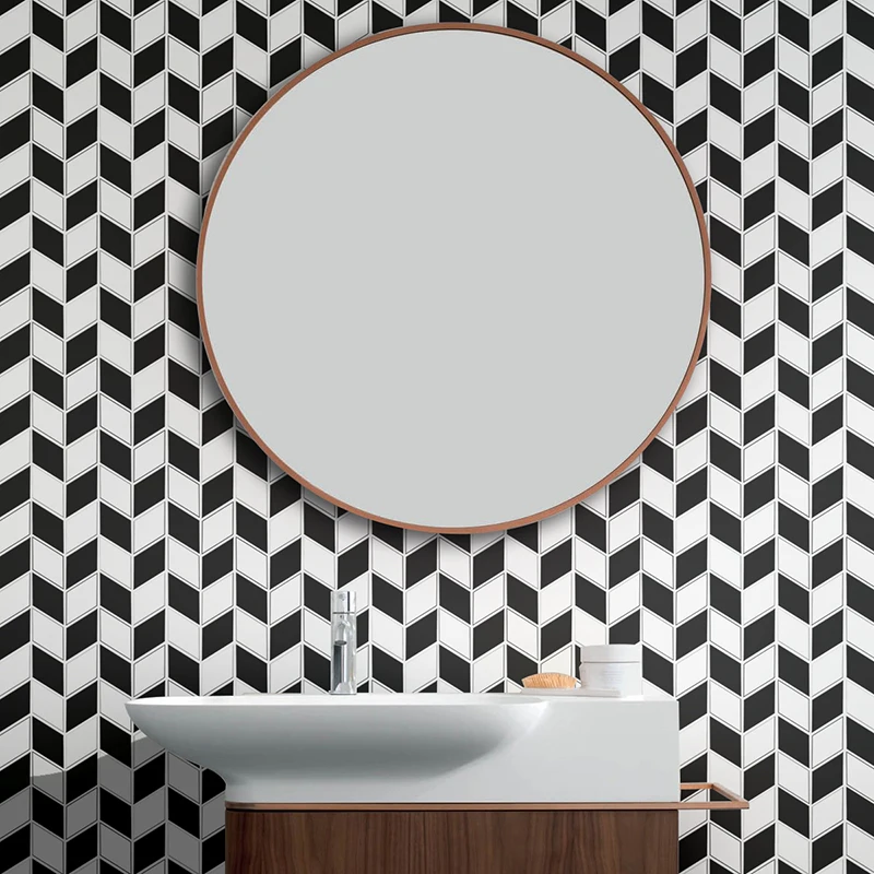 Diamond Pattern 3D Black and White Grey Porcelain Mosaic Tile for Bathroom and Kitchen backsplash