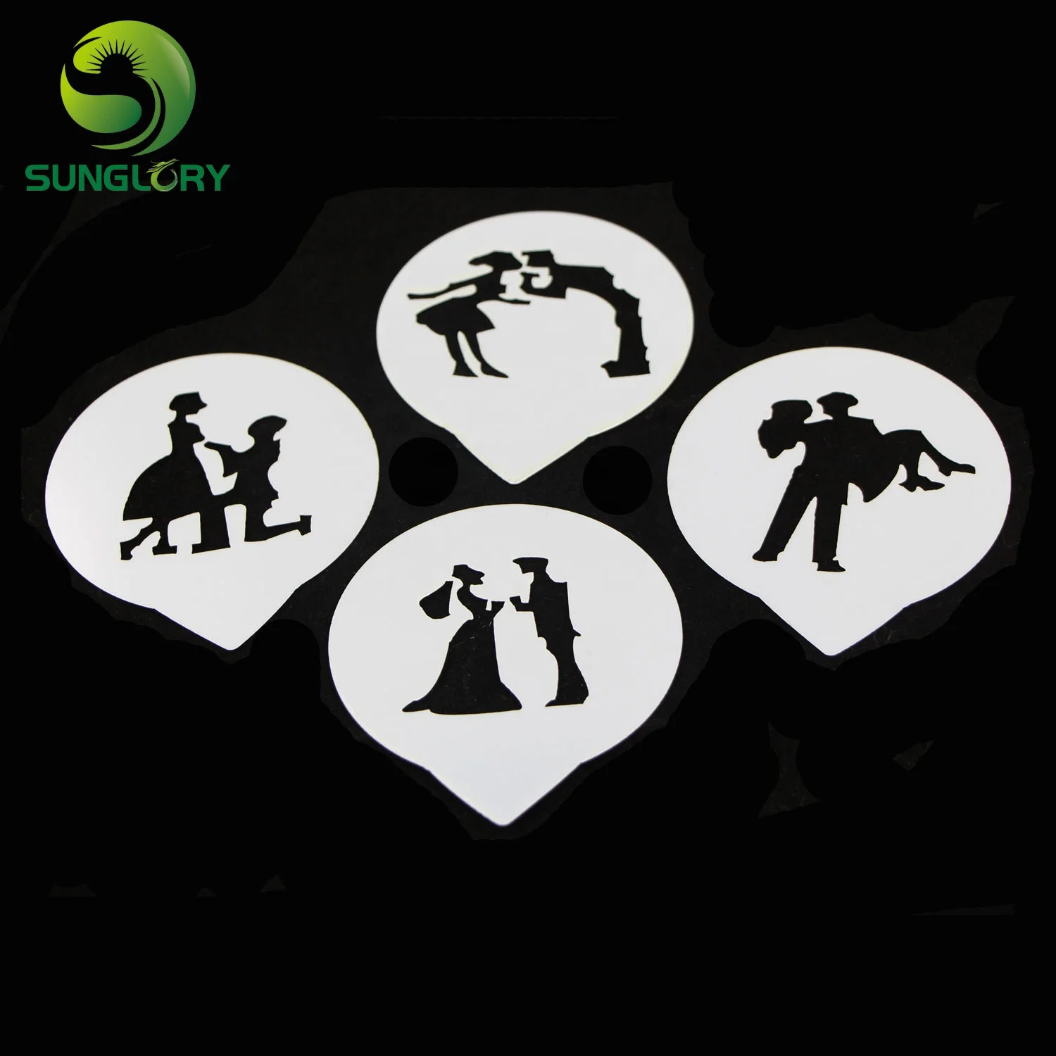 Small 4Pcs/Set Wedding Decoration Cake Stencil Couple Lovers Cupcake Cookie Stencils Cake Template Mold Baking Tools For Cakes