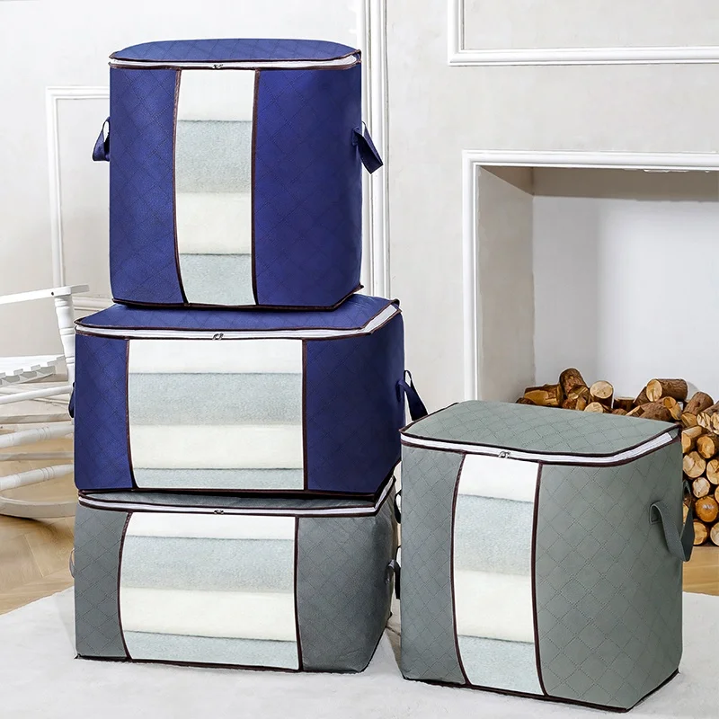 Manufacture Durable Large Capacity Storage Bags for Clothes Blanket Non-woven Fabric Quilt Bag Organizer Folding