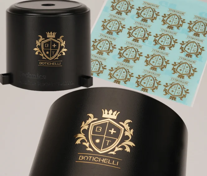 Custom Metallic wedding celebration jewelry packaging box bottle  logo transfer metal letters embossed nickel decal 3D stickers