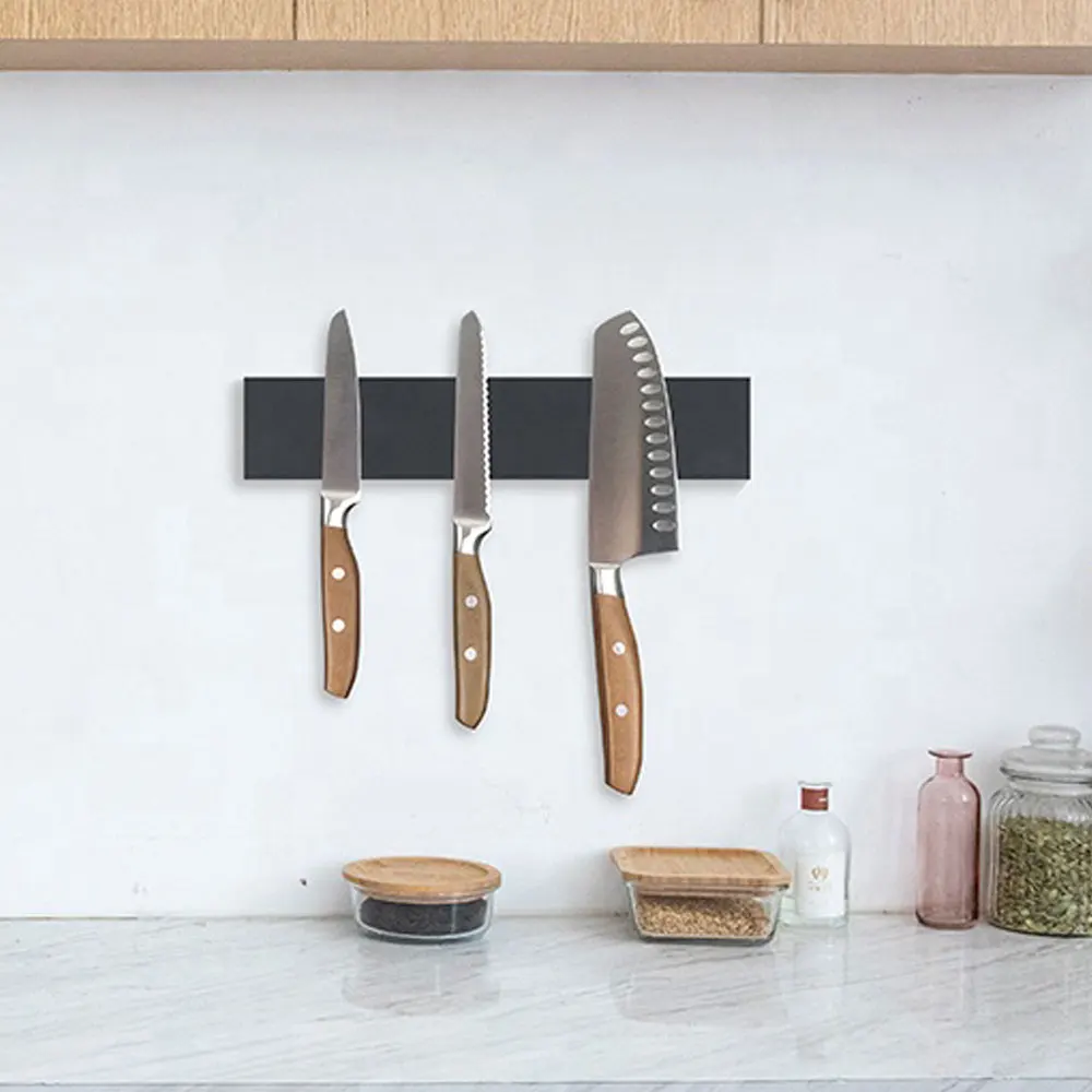 Kitchen design magnetic steel wood acacia knife block holder