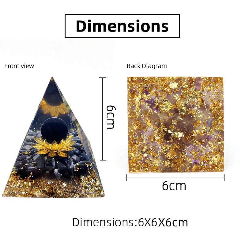 Orgone Pyramid Healing Kit With Gold Lotus Clear Quartz Rose Amethyst Bead Emf Protection Reiki Energy Generator Chakra Healing