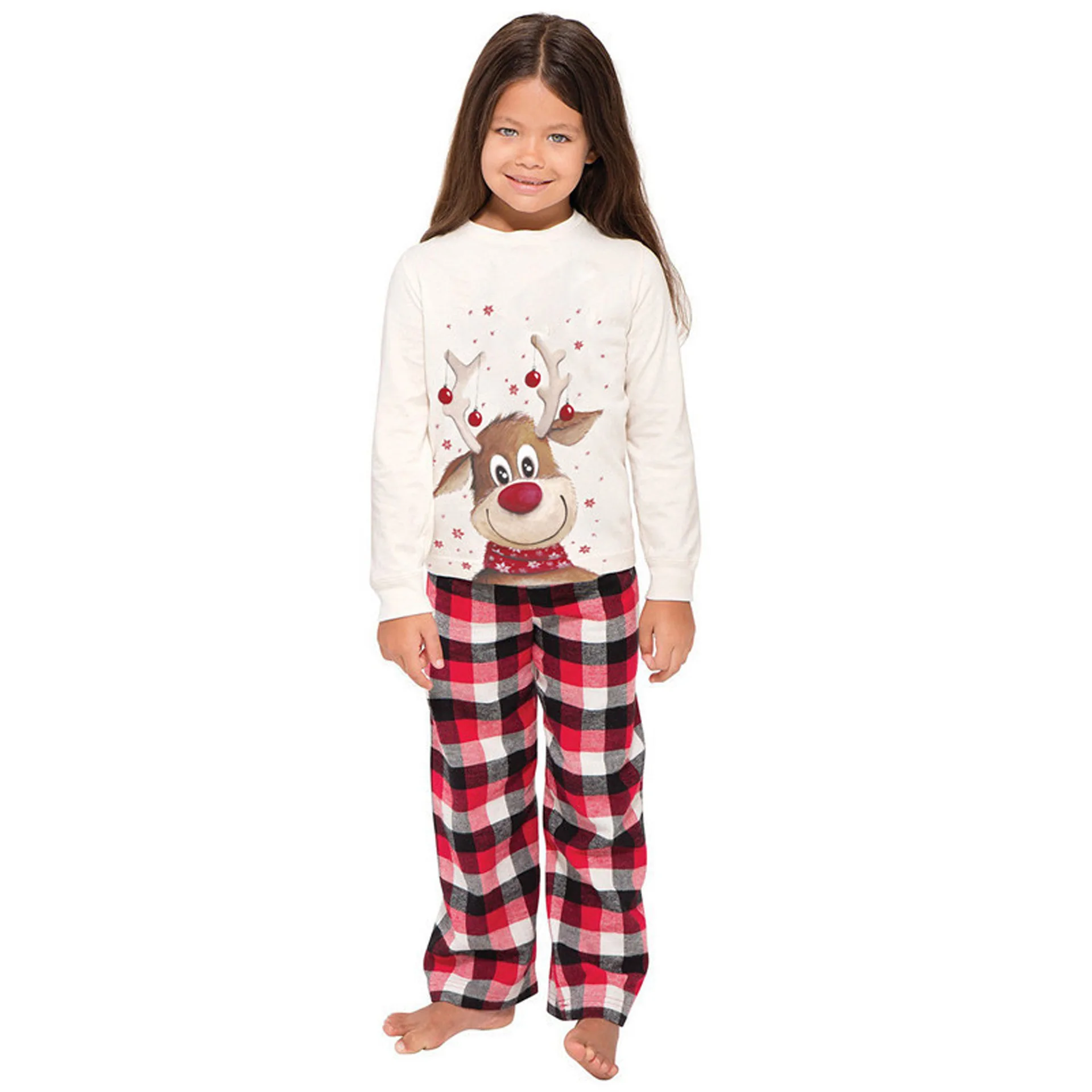 Family Holiday Party Matching Pajama Sets Elk Print Comfortable Family Suit Christmas Clothing
