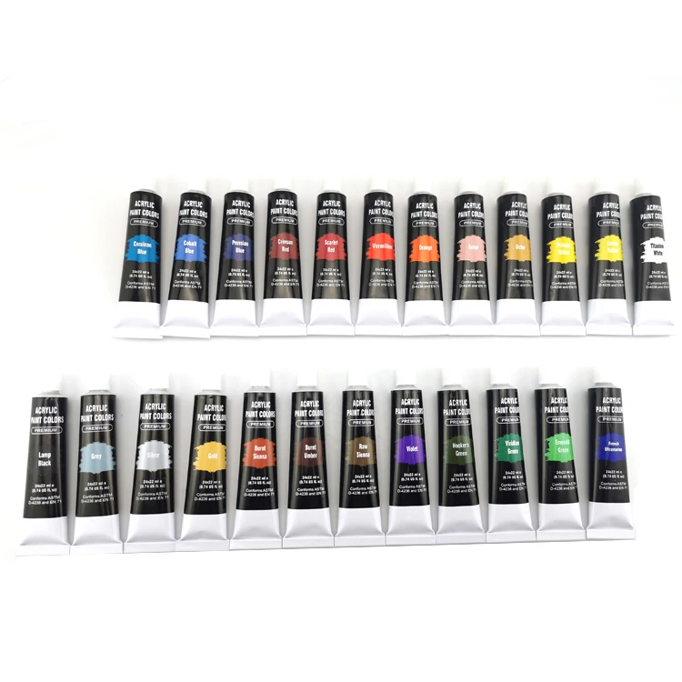 High quality acrylic paint 24 colors 22ML aluminum tube set for artists