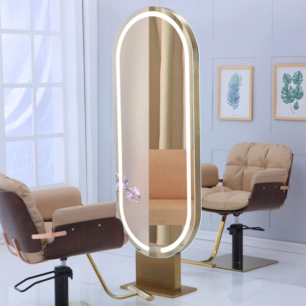 Latest Design Beauty Luxury Wall Furniture White Gold Salon Mirror Station With Led Light beauty salon furniture station