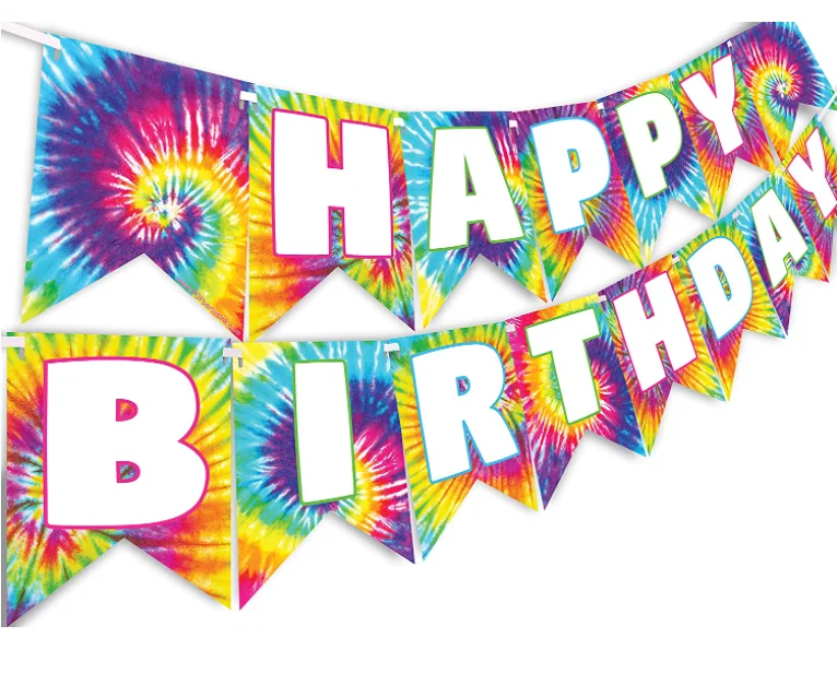 Tie Dye Happy Birthday Banner Tie Dye Party Decorations supplies Art Party Supplies Decorations Art Party Banner Class