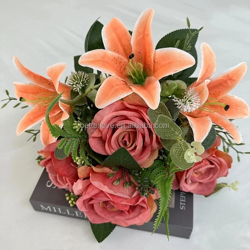 leaves plastic flowers artificial plants artificial flower machine flower artificial rose bouquet flores artificiales