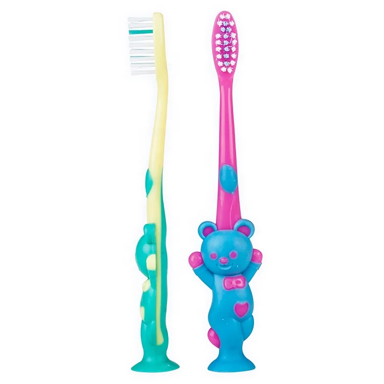 Wholesale Cartoon Bear Kids Toothbrush with Suction Cup