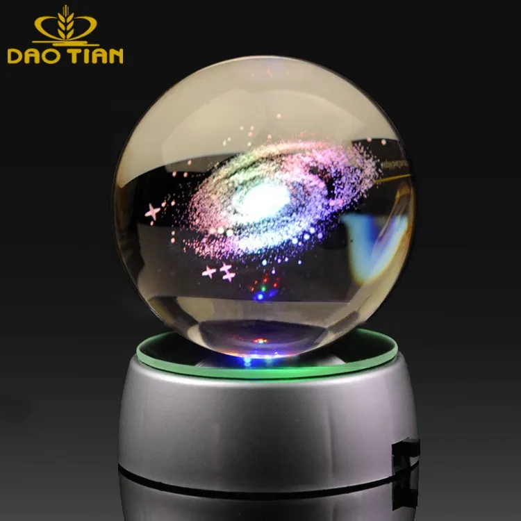 wholesale crystal crafts crystal glass ball with led lights base 3d crystal ball night lamp luminous ball for desktop ornament