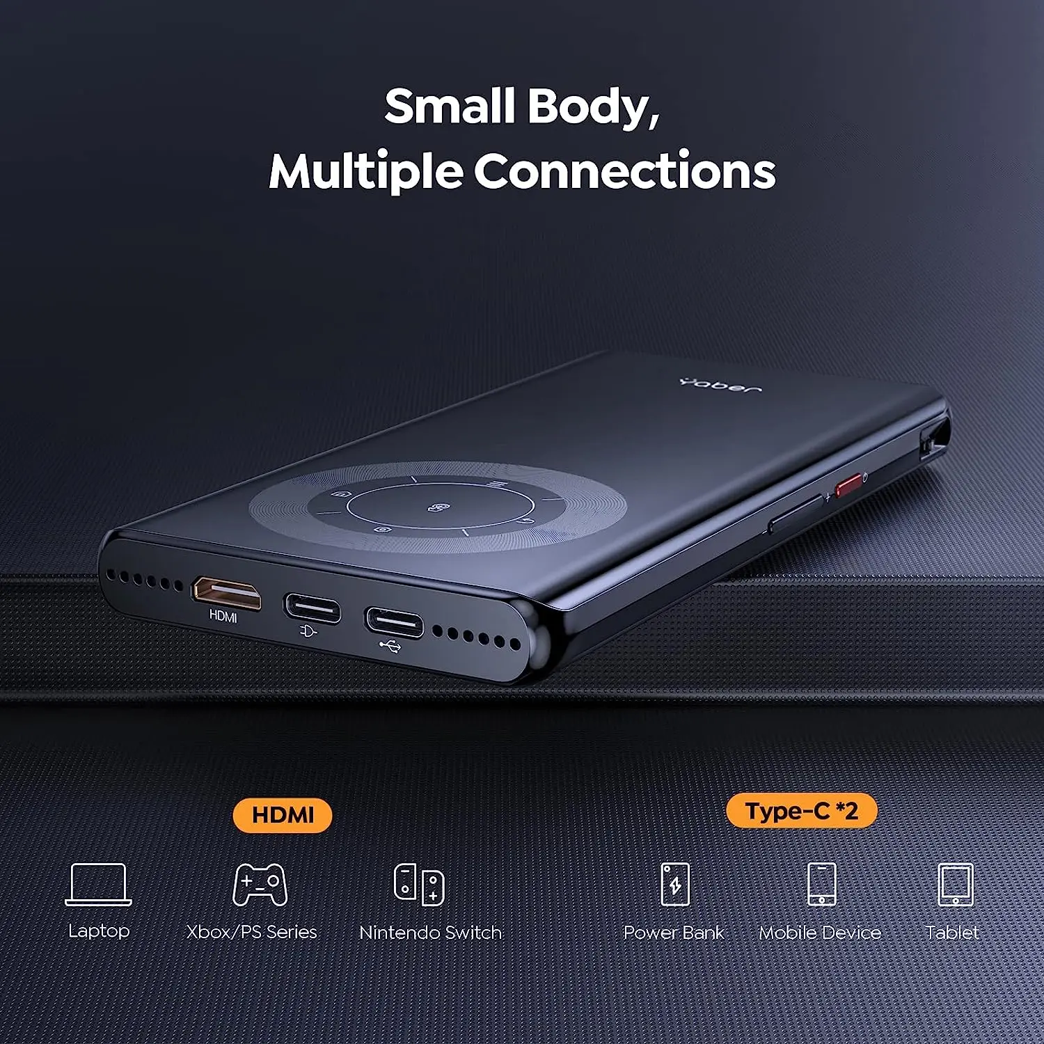 Yaber Mini Pocket Projector with WiFi&BT DLP Portable Beamer with Speaker 1080P with IOS/Android TV Screen Mirroring