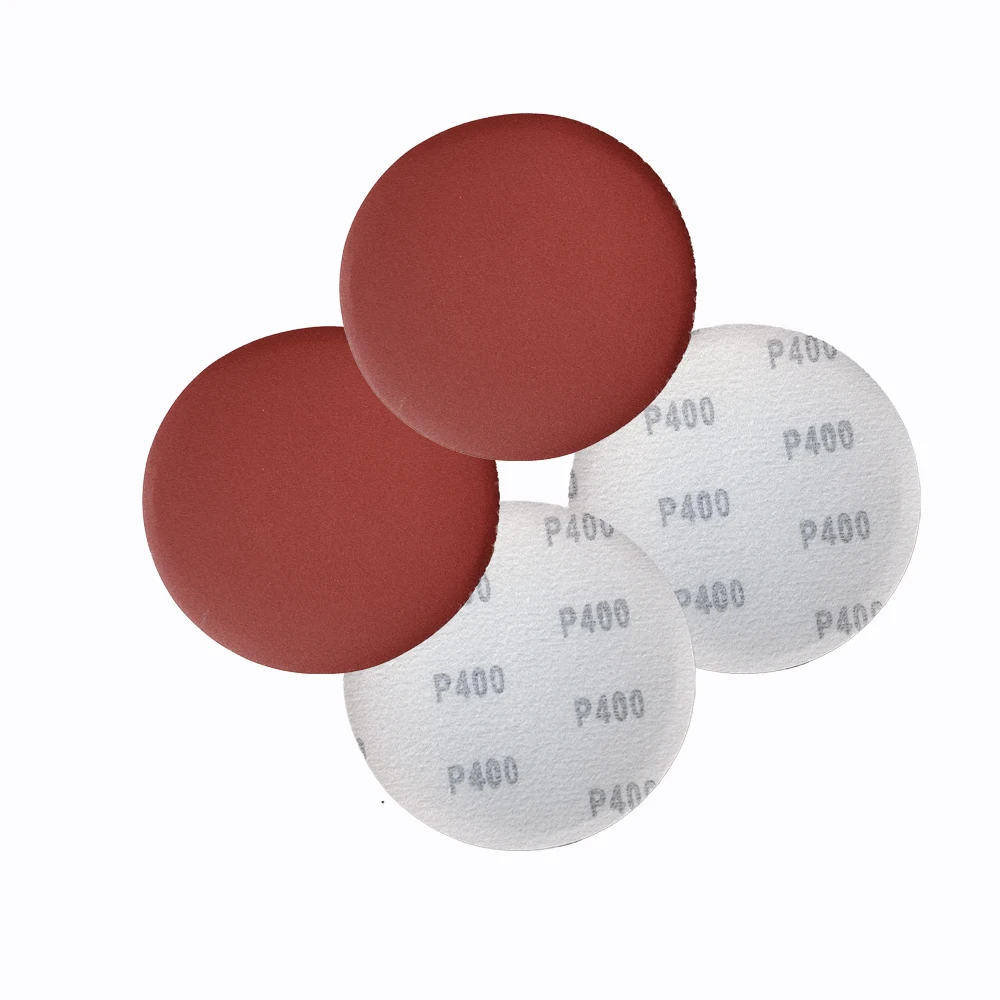 Hot sale electro coated brown-red 5inches aluminum oxide abrasive hook and loop sanding disc for wood, metal, wall