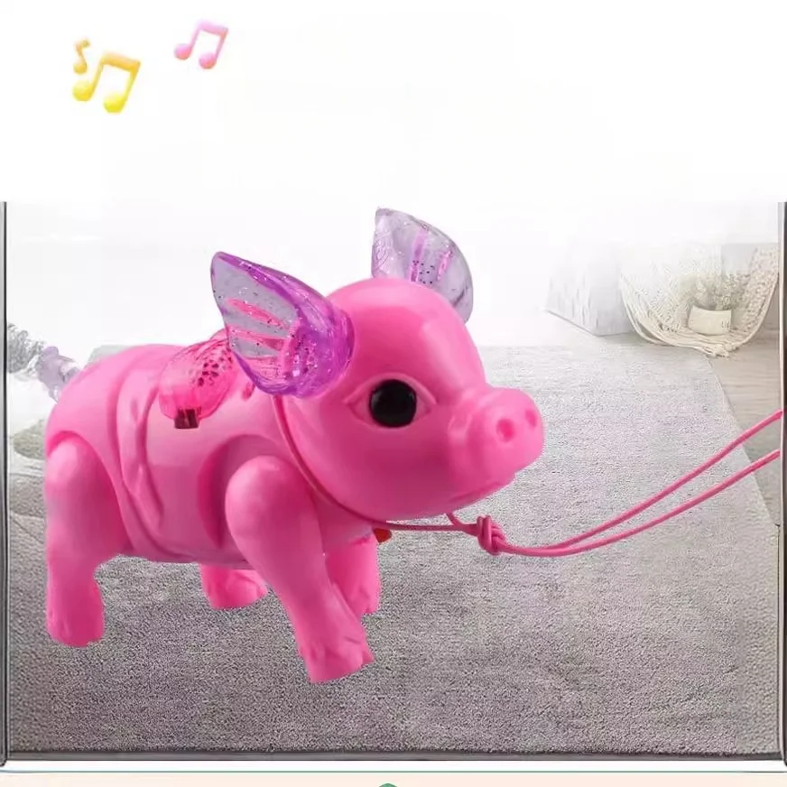 SongYi Leash Electric Pig Will Walk Music Toy Pig Electric Hot Leash Glowing Toys
