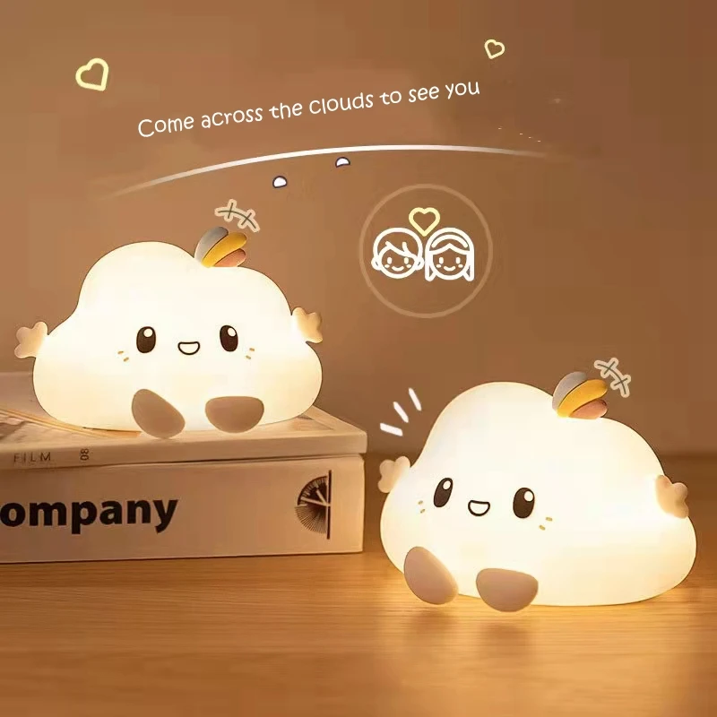 Creative A Little Cloud LED children Night Light baby children multicolor silicone bedside lamp remote control Night Light