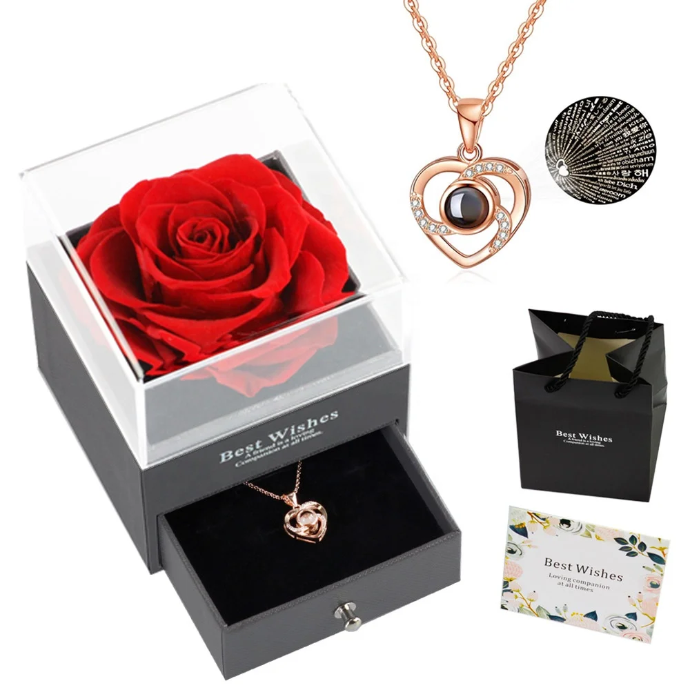 Изобразите элегантность: набор украшений из вечных цветов с ожерельем мягких снов-идеально подходит для покупок в Интернете!