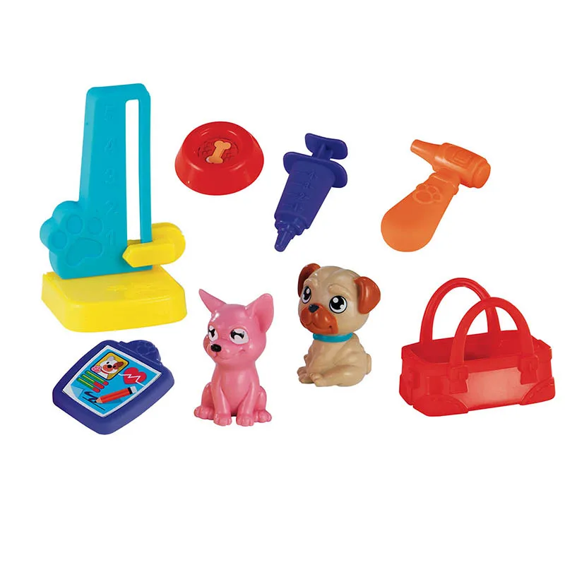 Eco Friendly ABS Plastic Pretend Play Kids Animal Pet Dog Doctor Toy Kit Play Set OEM Logo Blister Packing