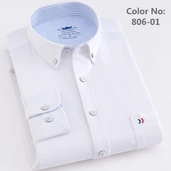 Полосатая Высококачественная Мужская Повседневная рубашка из 100% хлопка, рубашка из ткани Оксфорд с длинными рукавами, новый стиль