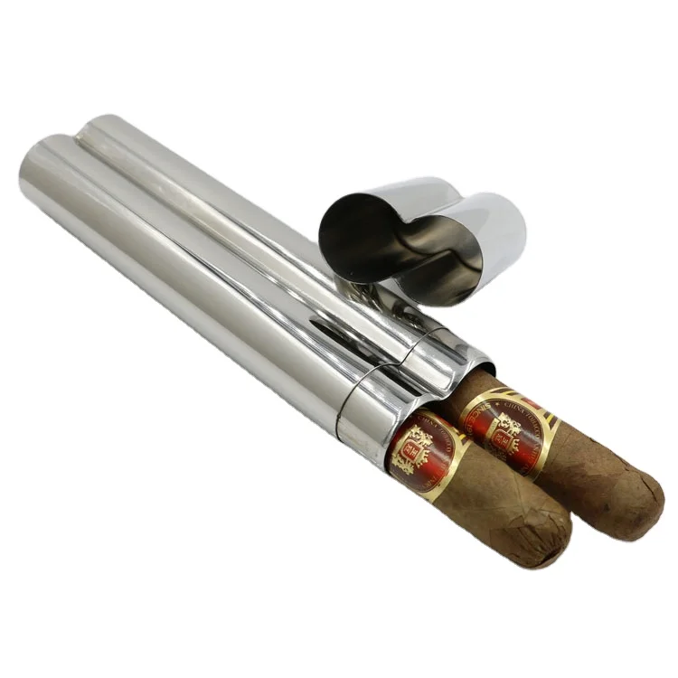 Factory Price Mirror Polished Stainless Steel Custom Cigar Box Double Cigar Tube